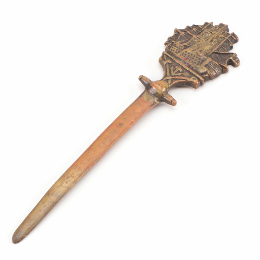 Bronze Mayflower Letter Opener, Early to Mid 20th Century