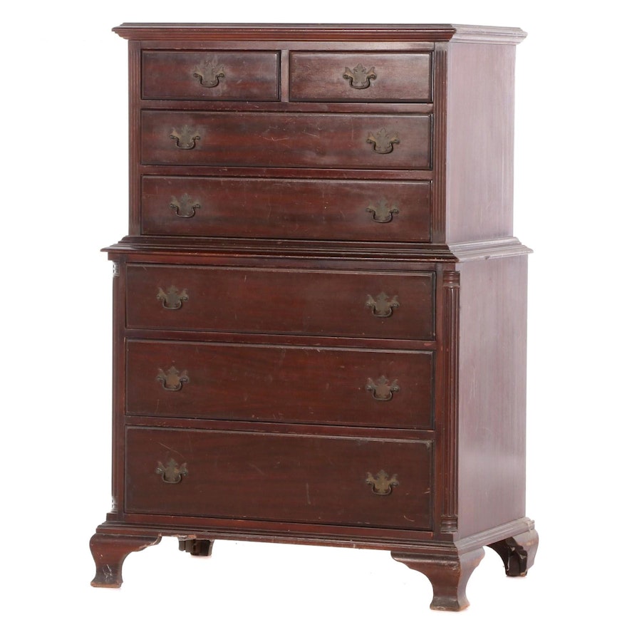 Colonial Style Cherry Chest on Chest, Early 20th Century