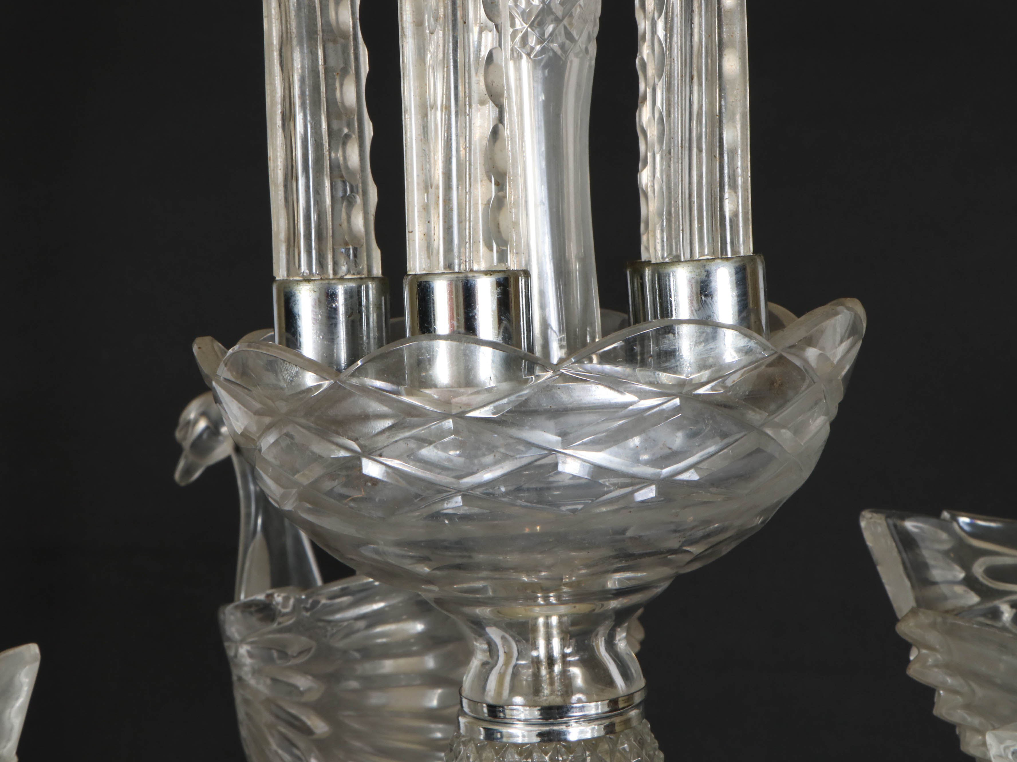 Hollywood Regency Style Crystal and Glass Swan Chandelier, Mid-20th Century