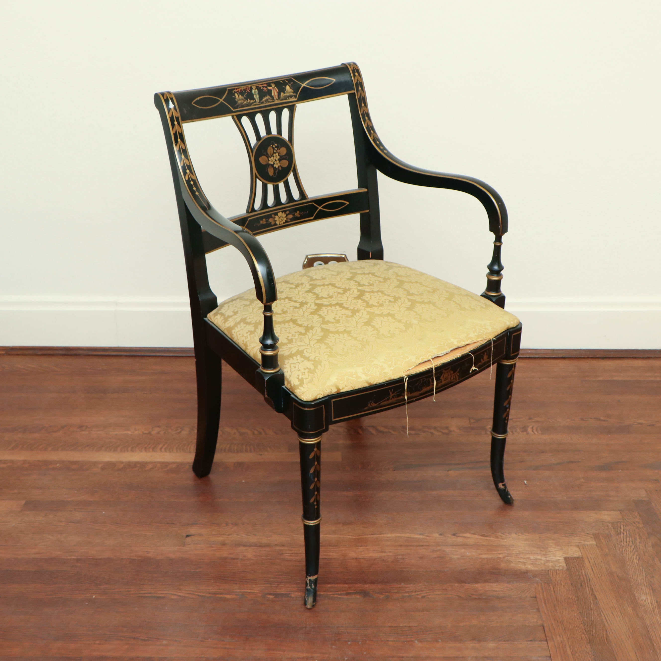 Drexel "Et Cetera" Rosewood and Ebonized Chinoiserie Dining Table and Chairs Set