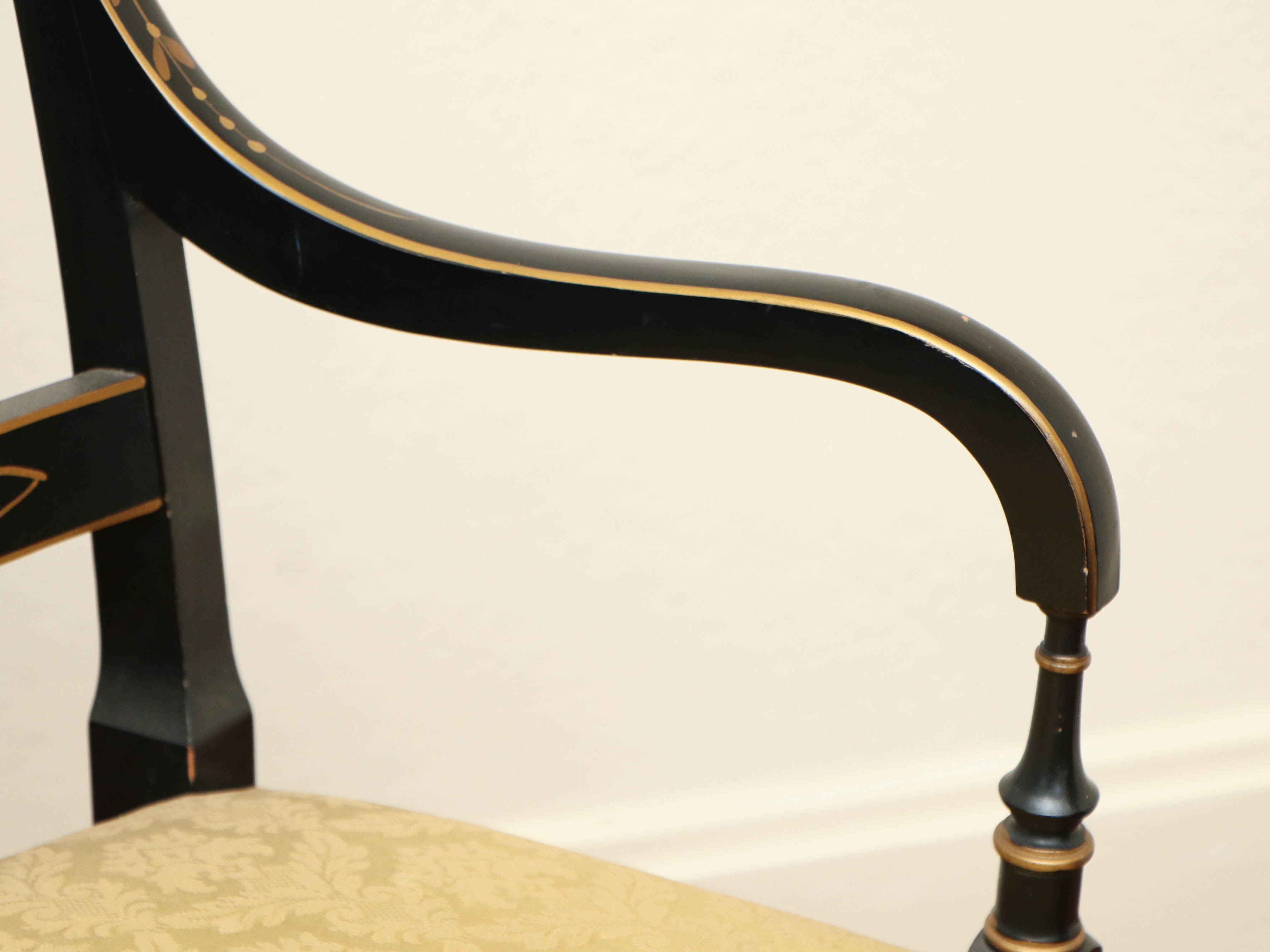 Drexel "Et Cetera" Rosewood and Ebonized Chinoiserie Dining Table and Chairs Set