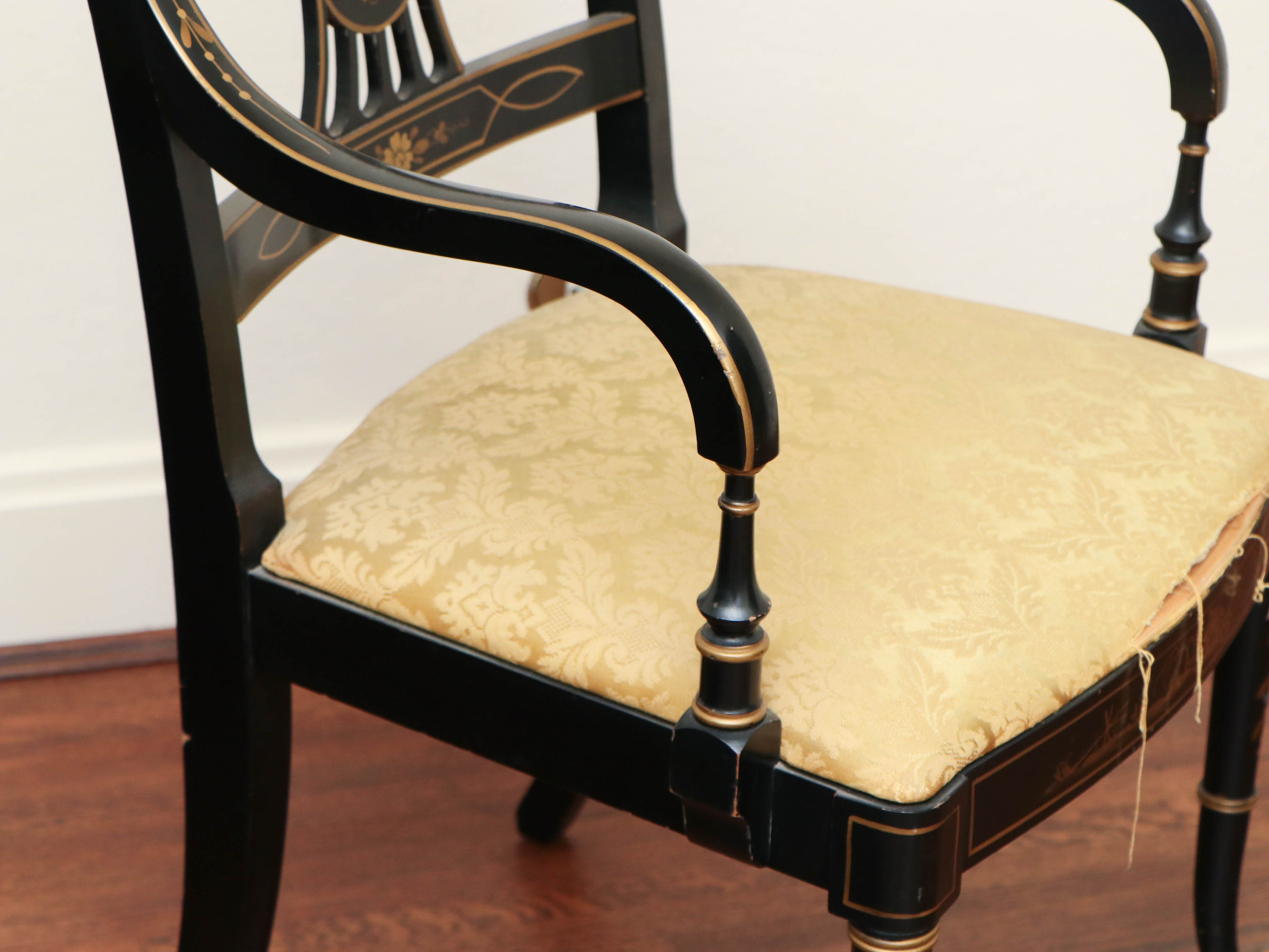 Drexel "Et Cetera" Rosewood and Ebonized Chinoiserie Dining Table and Chairs Set