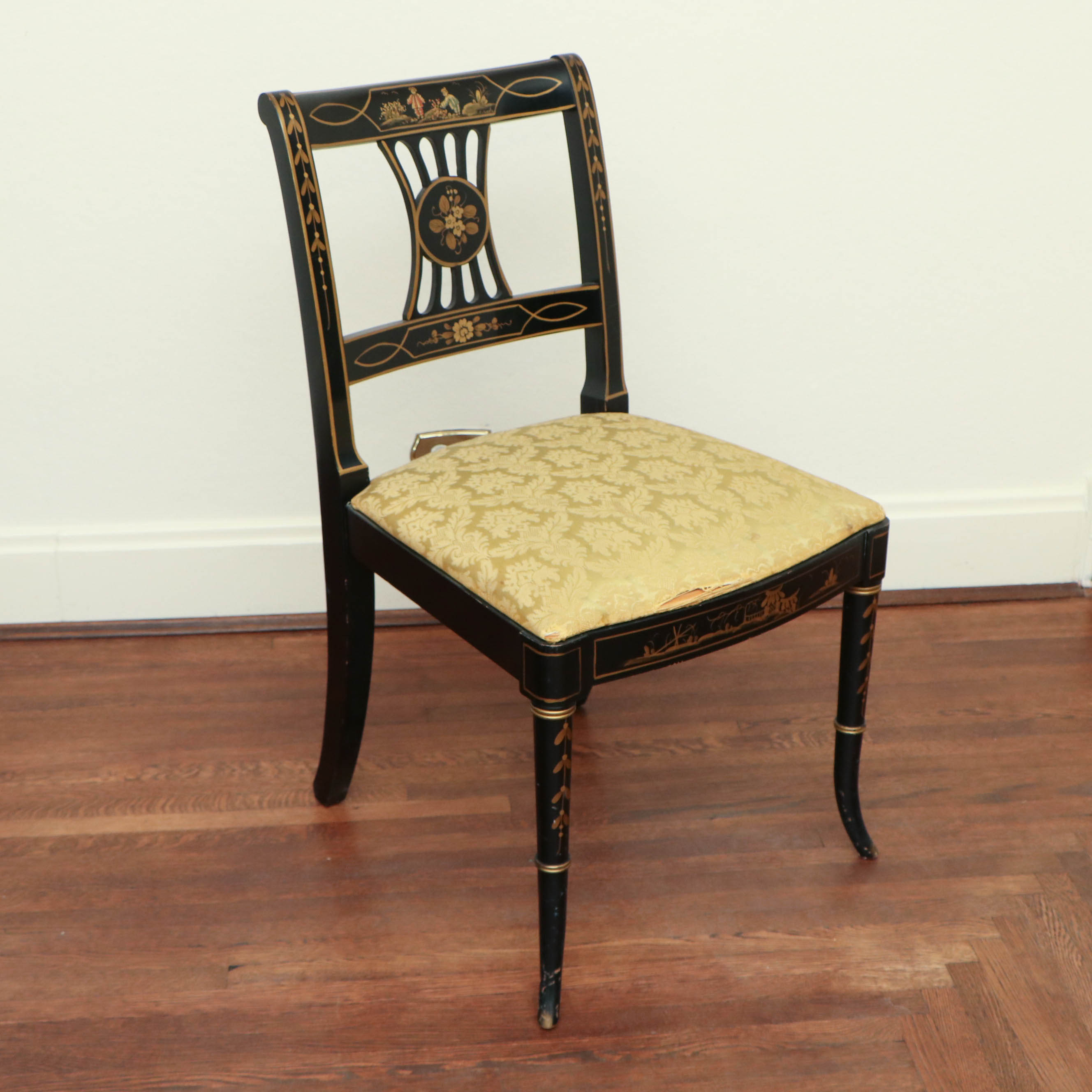 Drexel "Et Cetera" Rosewood and Ebonized Chinoiserie Dining Table and Chairs Set