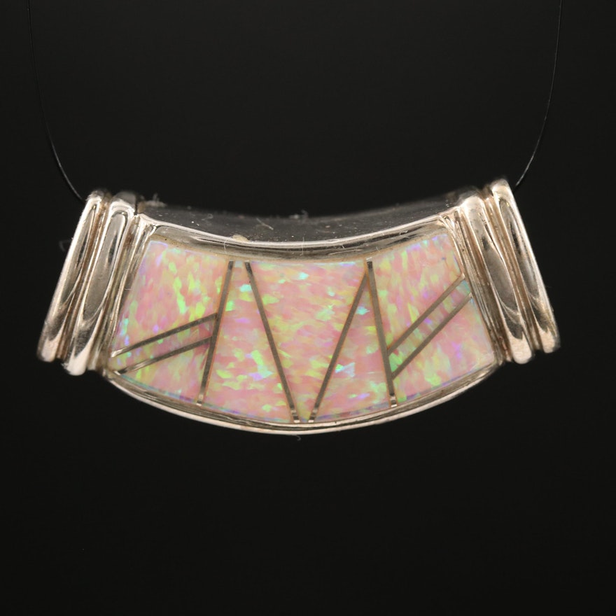 Western Sterling Silver Opal Inlay Pendant