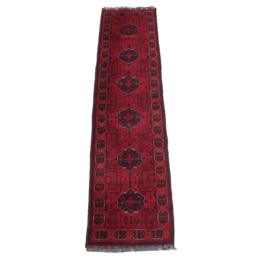 2'9 x 12'7 Hand-Knotted Afghani Khal Mohammadi Wool Carpet Runner