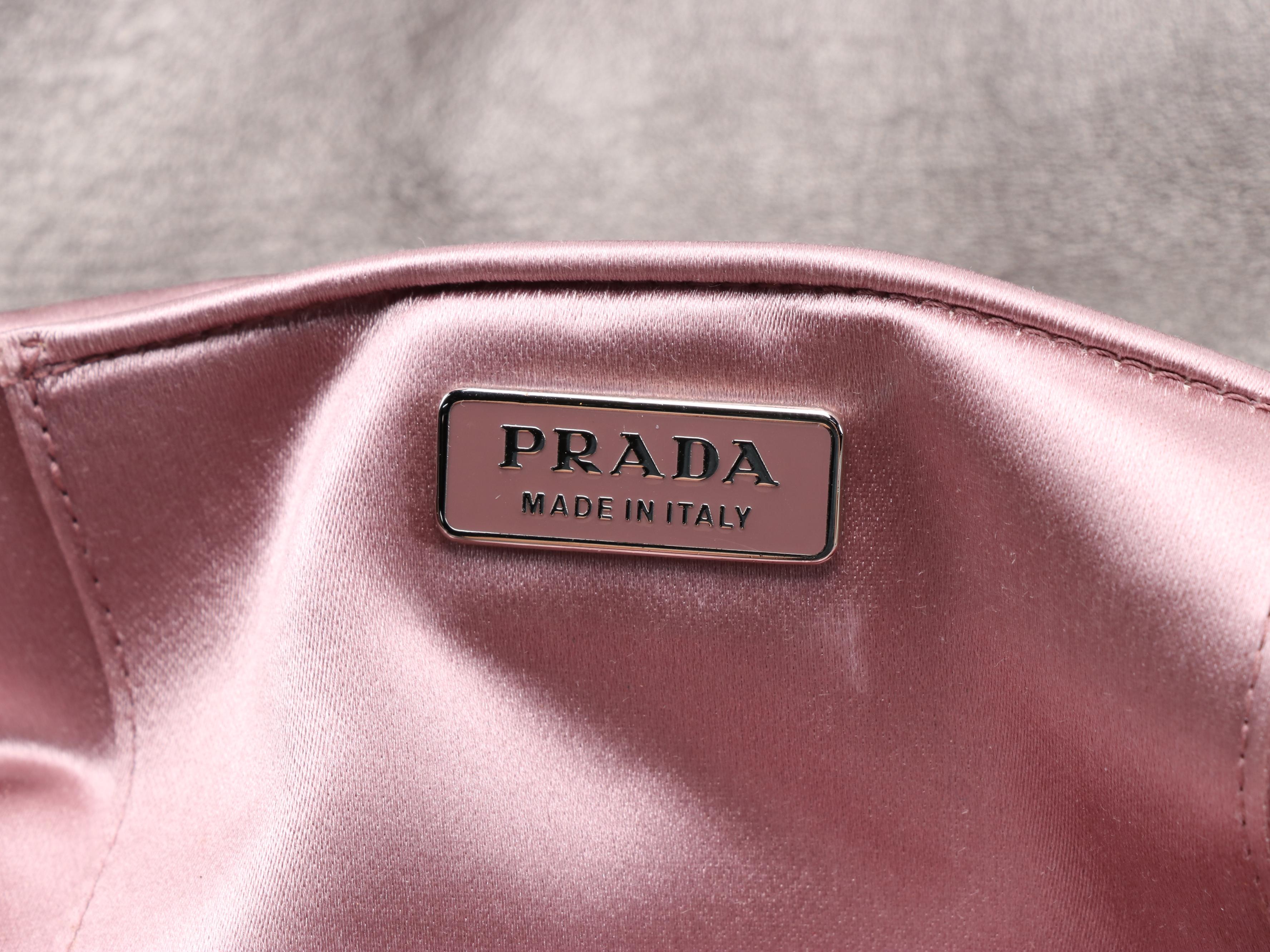 Prada Large Clutch in Gunmetal Mettalic Pieced Leather