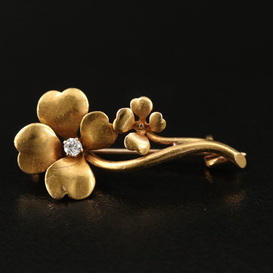 Vintage Hammerman Brothers Diamond Flower Brooch