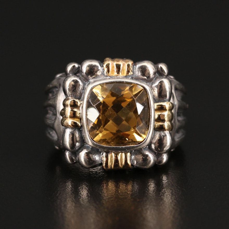 Sterling Silver Citrine Ring with 18K Accents
