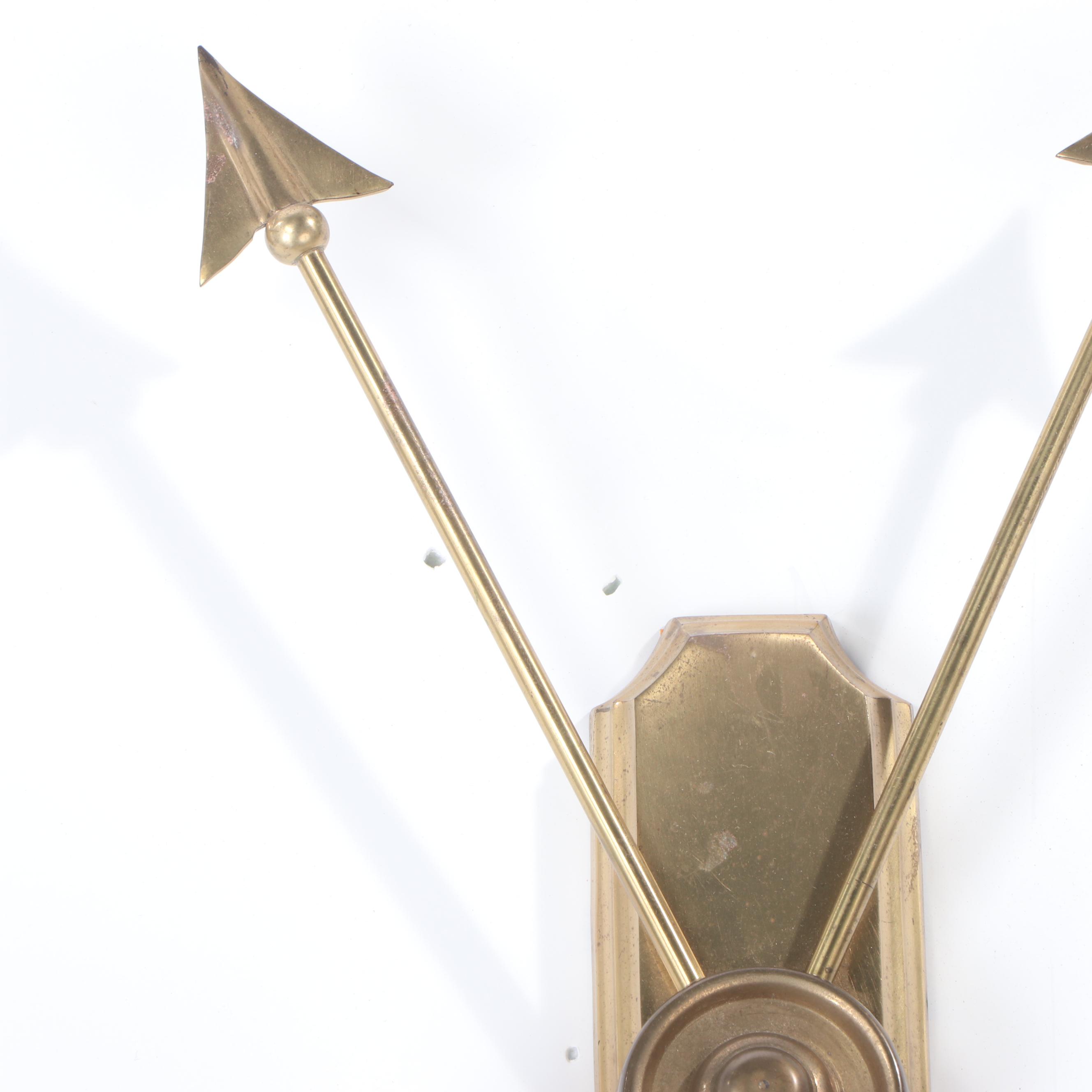 Pair of Neoclassical Style Brass Crossed Arrow Candle Sconces