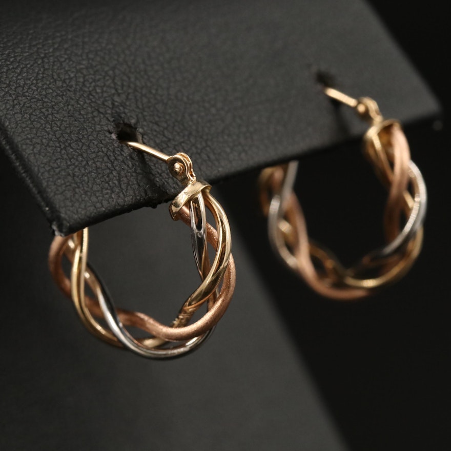 Michael Anthony 14K Tri Color Spiral Hoop Earrings