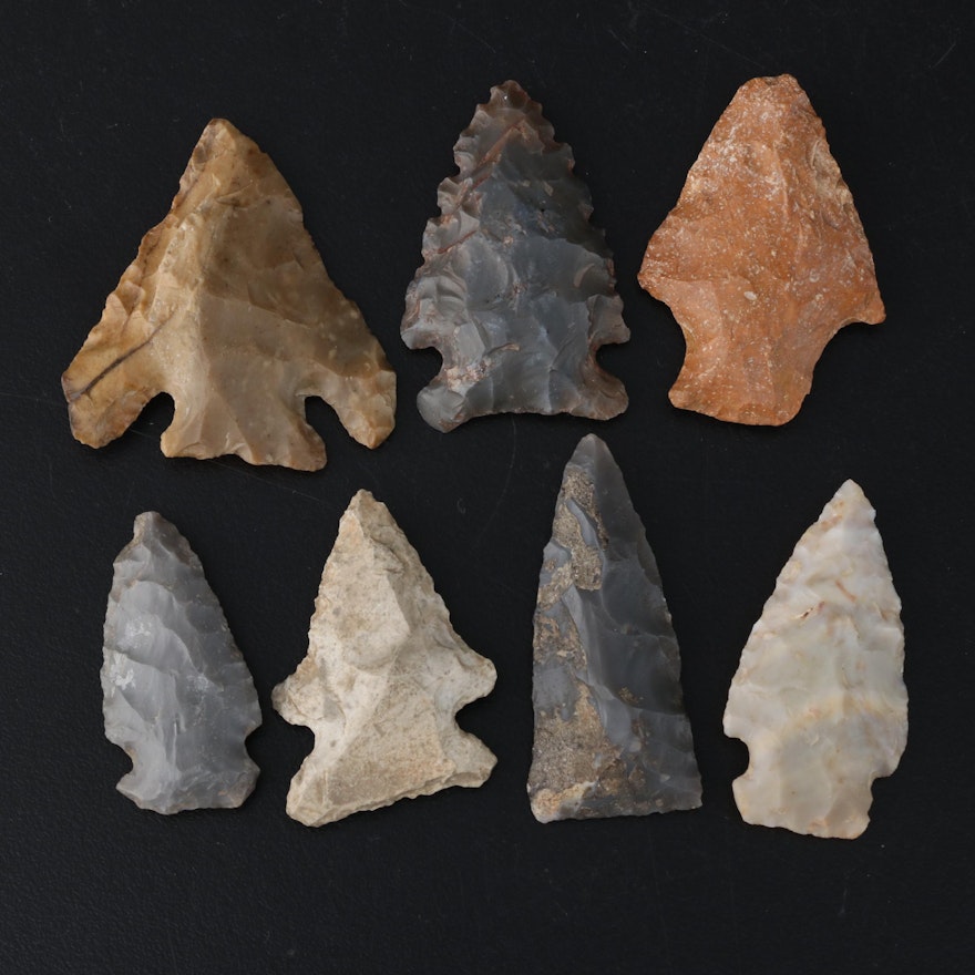 Seven Arrowheads and Projectile Points