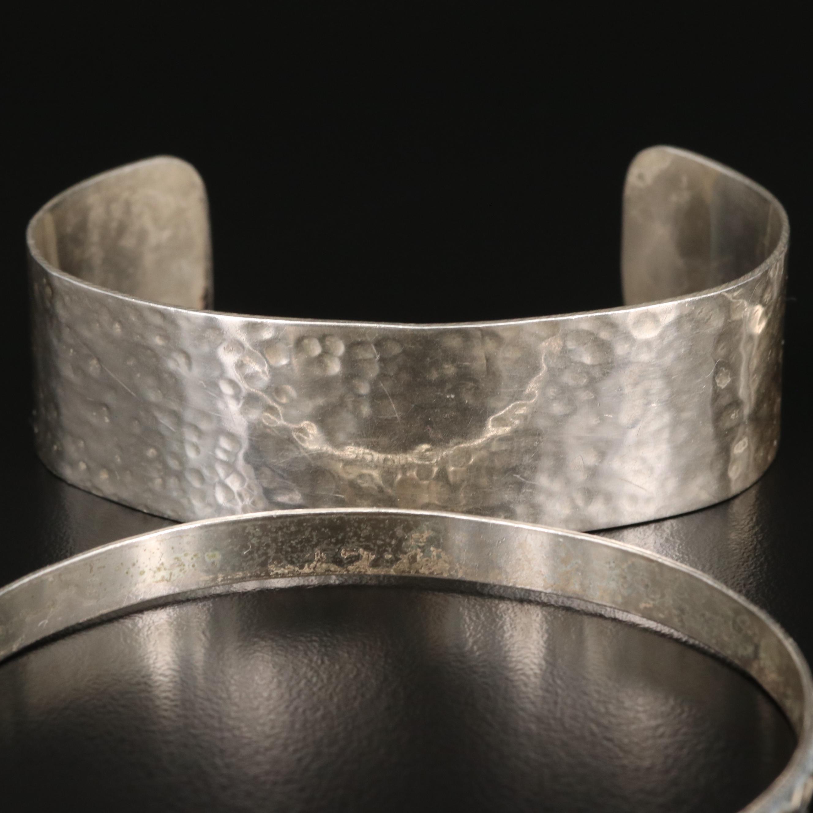 Sterling Silver Etched and Textured Bracelets Featuring Stuart Nye and Danecraft