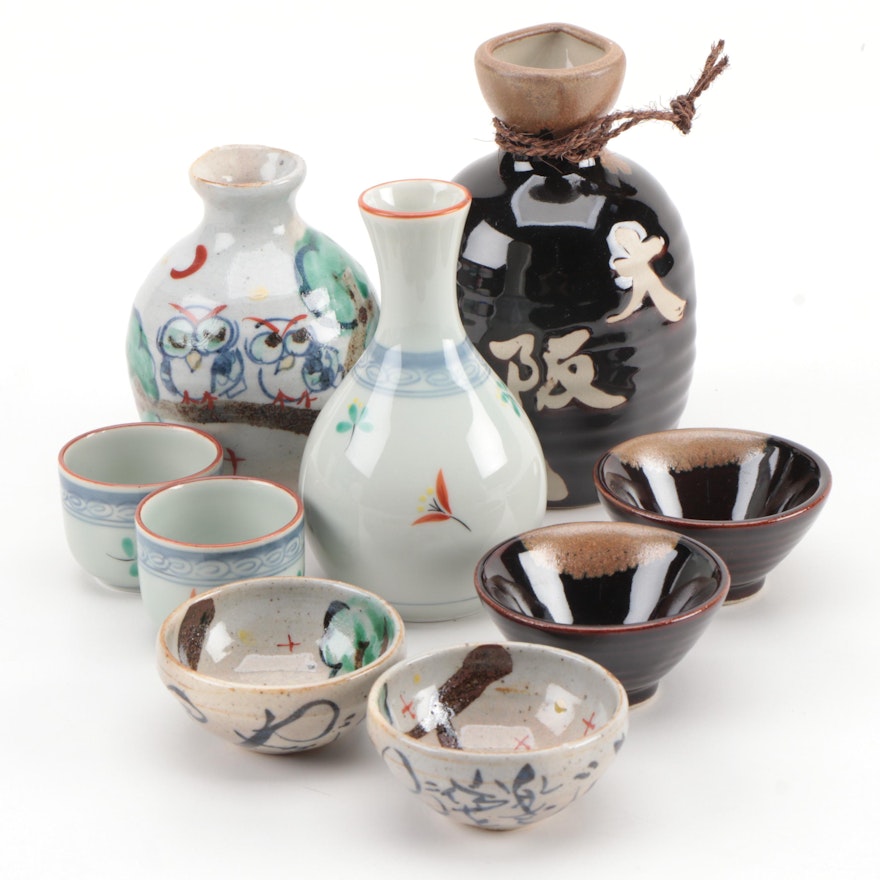 Porcelain and Ceramic Sake Sets, Vintage