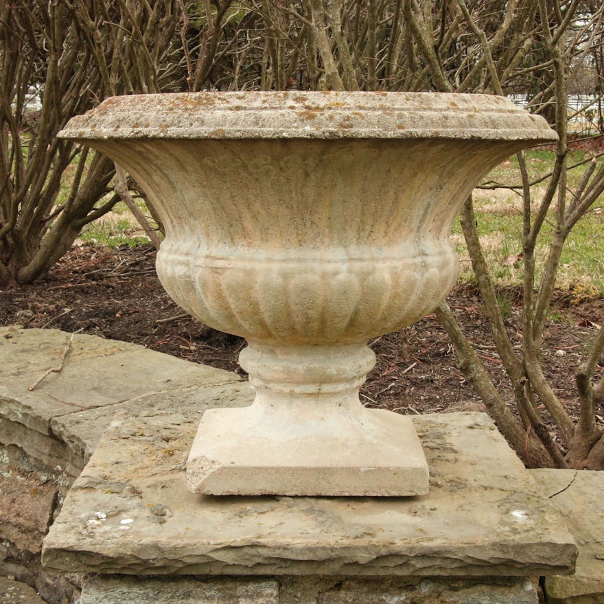 Pair of Concrete Urn Garden Planters