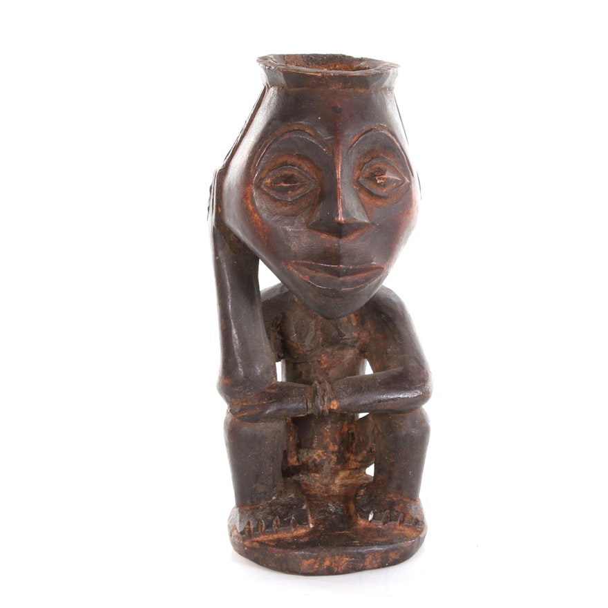 Hemba Hand-Carved Seated Offering Figure, Democratic Republic of the Congo