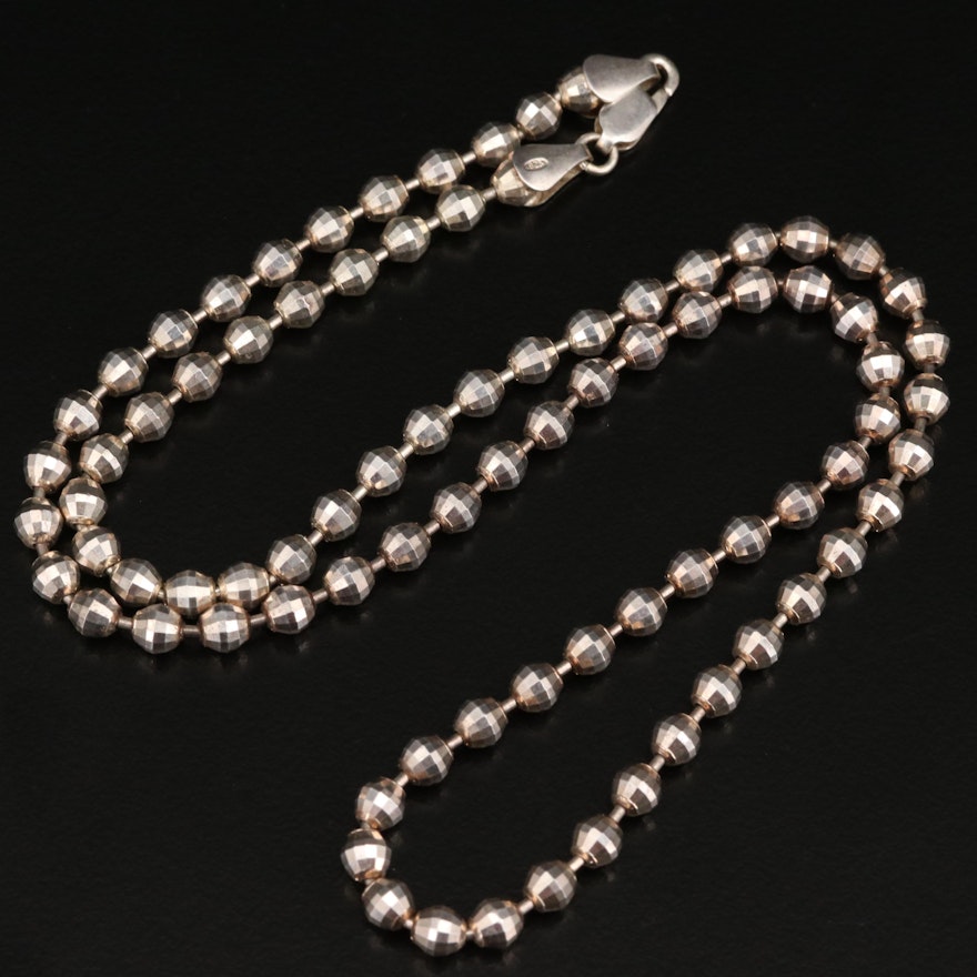 Sterling Silver Faceted Bead Chain Necklace