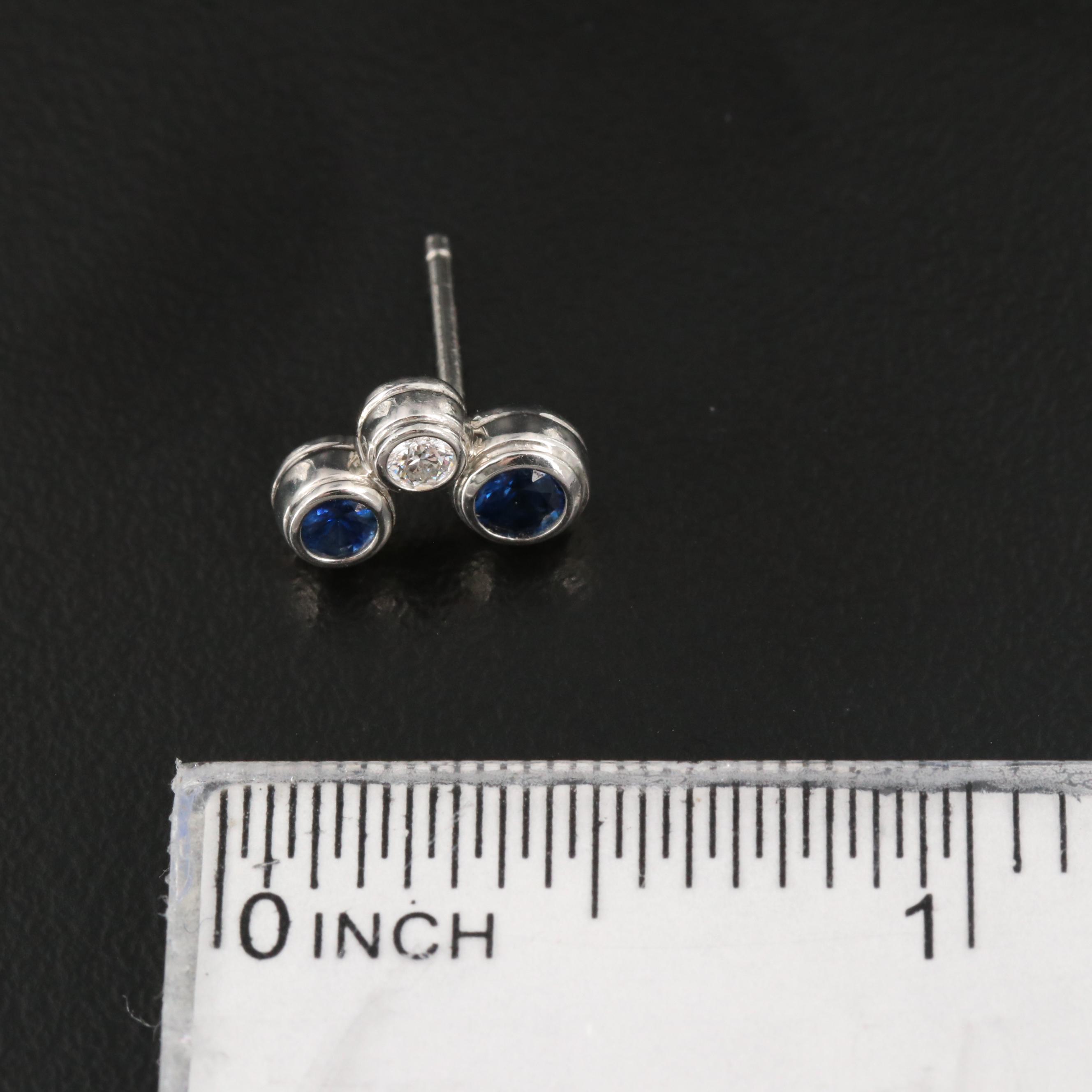 Tiffany & Co. "Bubble" Platinum Sapphire and Diamond Stud Earrings