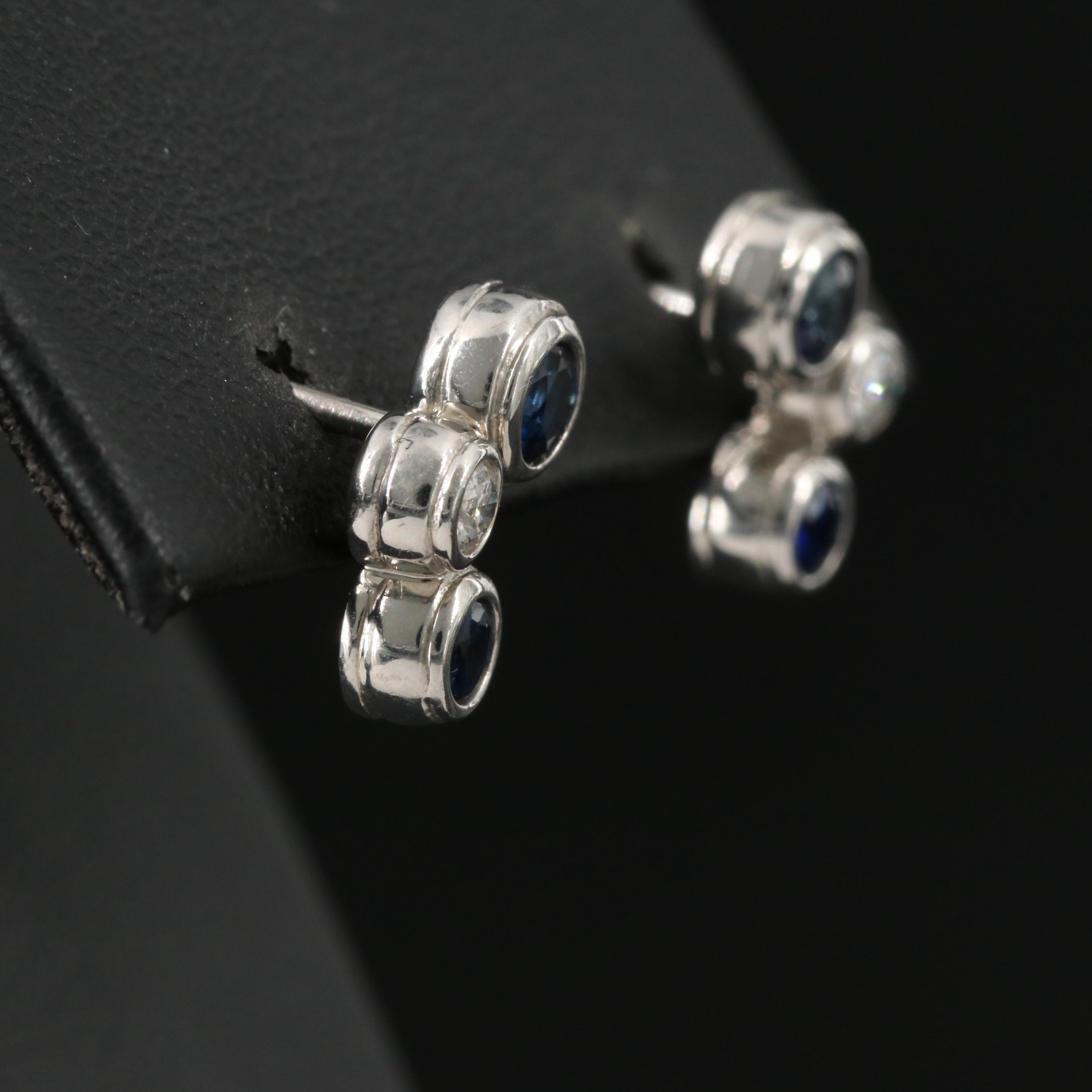 Tiffany & Co. "Bubble" Platinum Sapphire and Diamond Stud Earrings