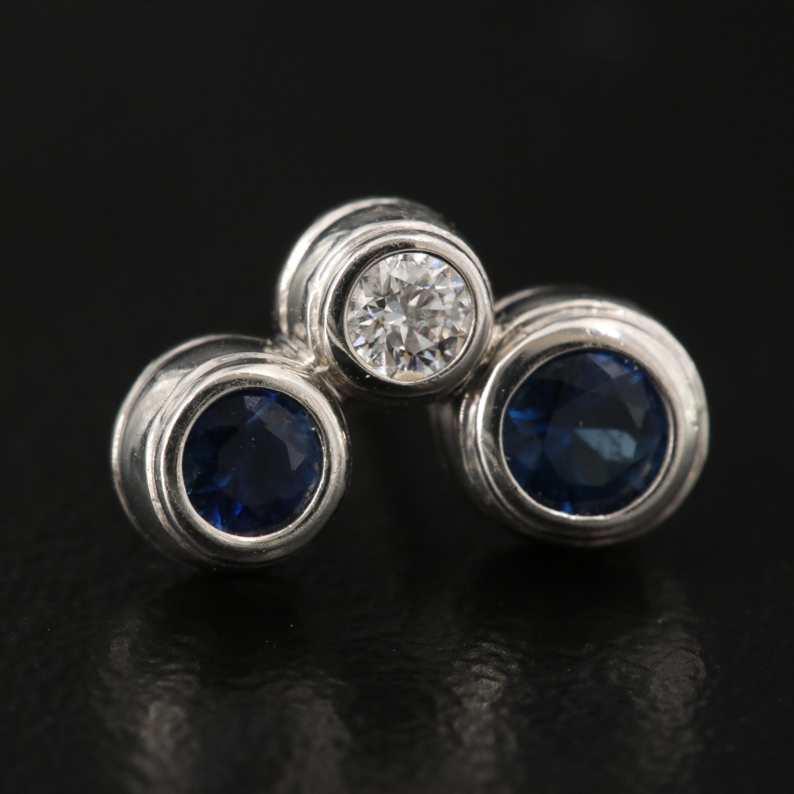 Tiffany & Co. "Bubble" Platinum Sapphire and Diamond Stud Earrings