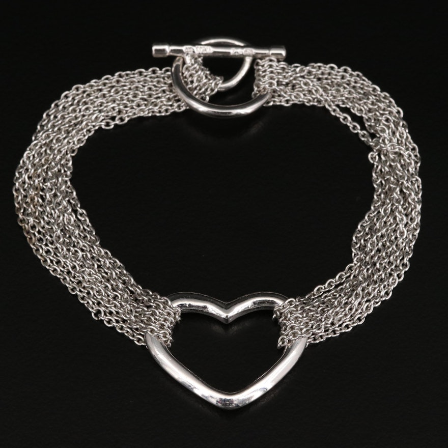 Sterling Silver Multi-Strand Heart Bracelet