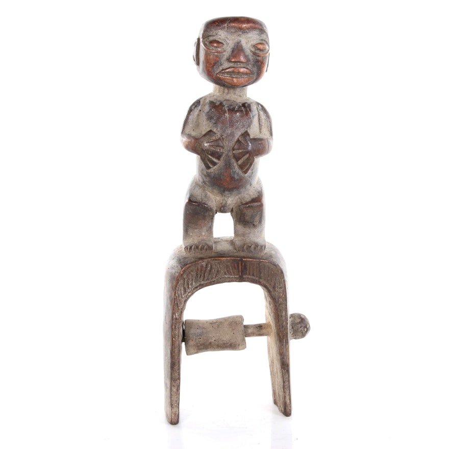 Tikar Style Hand-Carved Wood Heddle Pulley, Cameroon