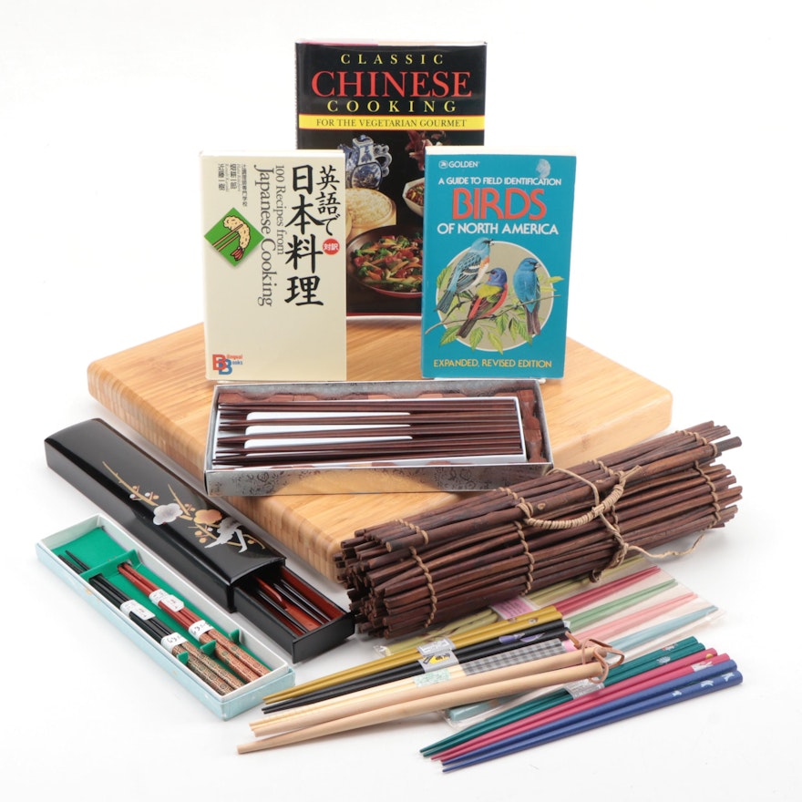 Chopsticks, Bamboo Sushi Roller, Sushi Board, Cookbooks, and Other Books