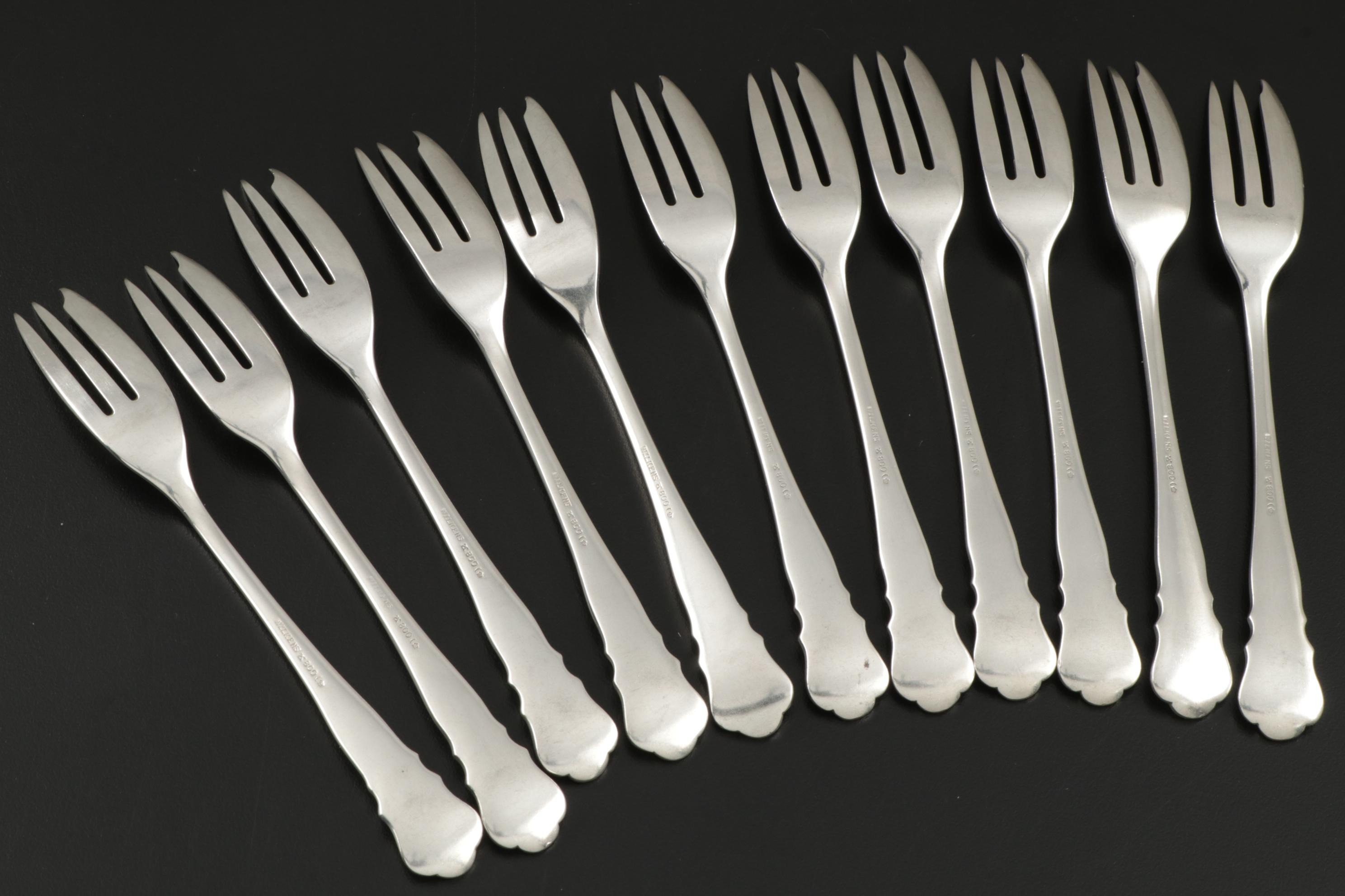 Wilkens & Söhne "Chippendale" 800 Silver Pastry Forks