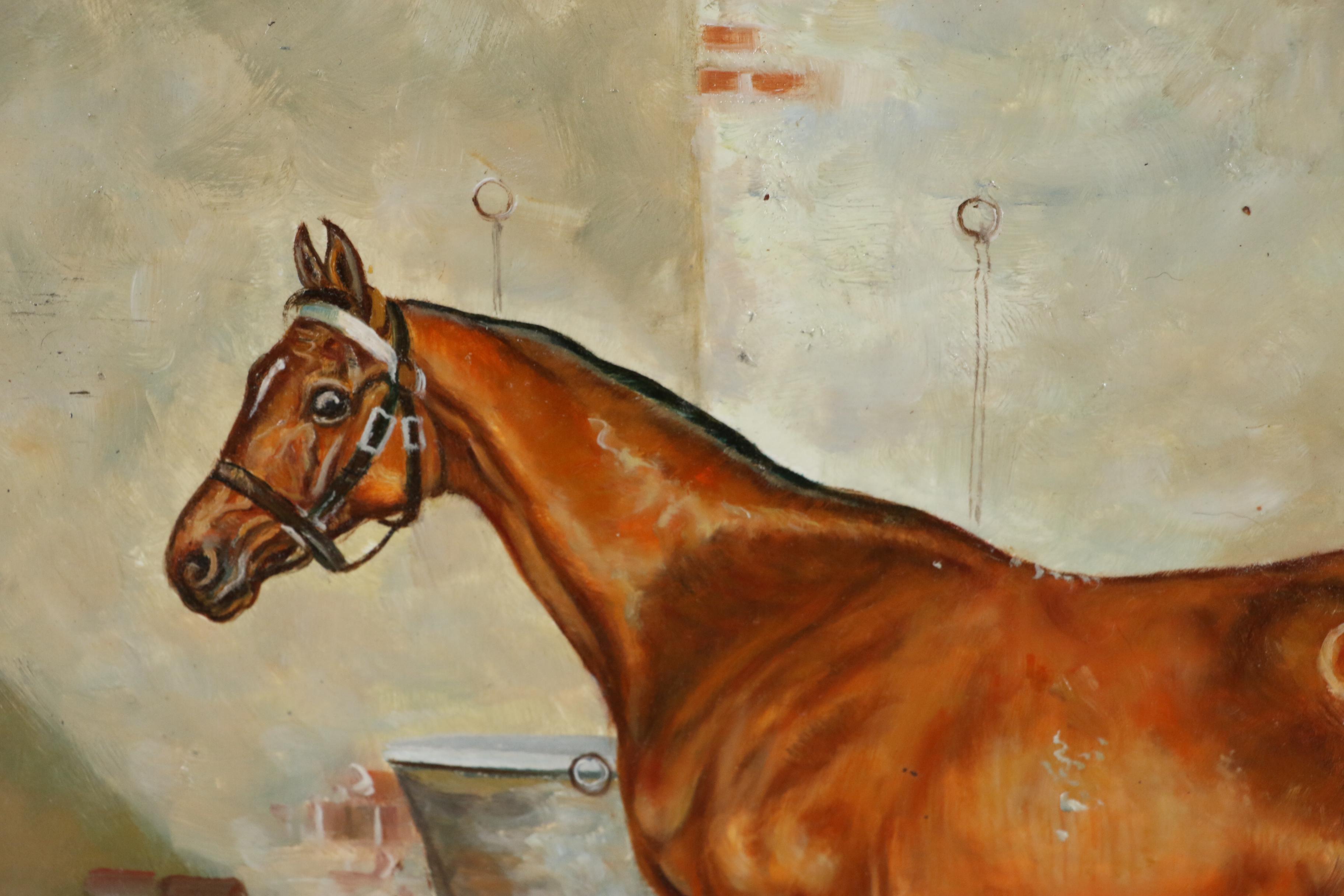 Oil Painting of Chestnut Horse, 20th Century