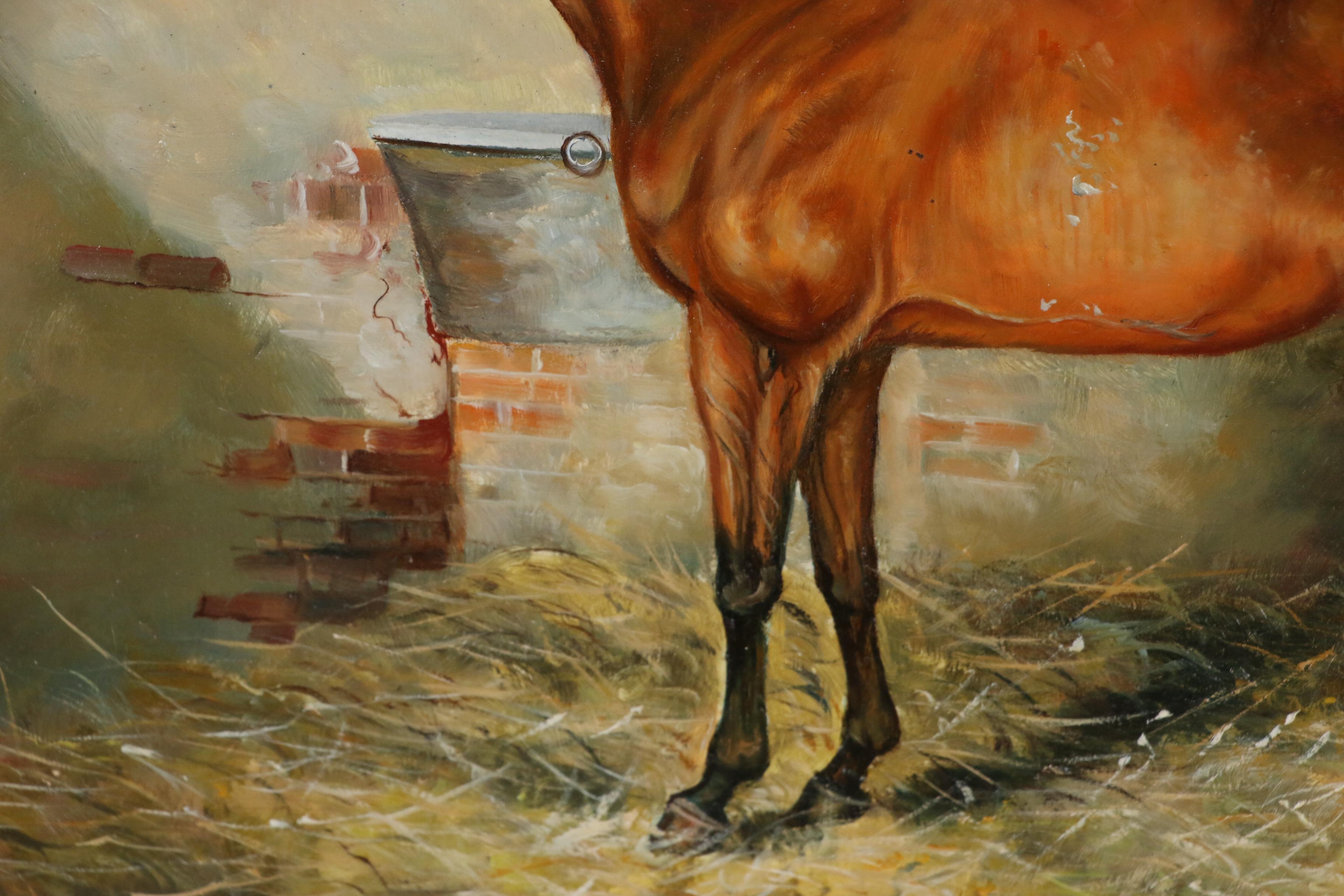 Oil Painting of Chestnut Horse, 20th Century