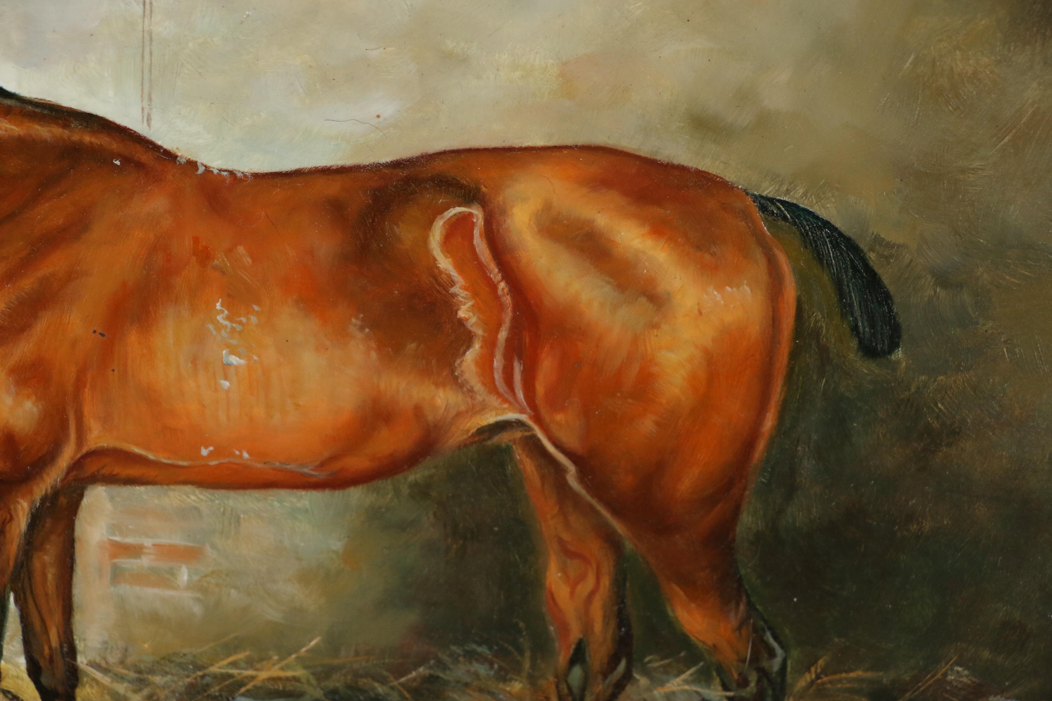Oil Painting of Chestnut Horse, 20th Century