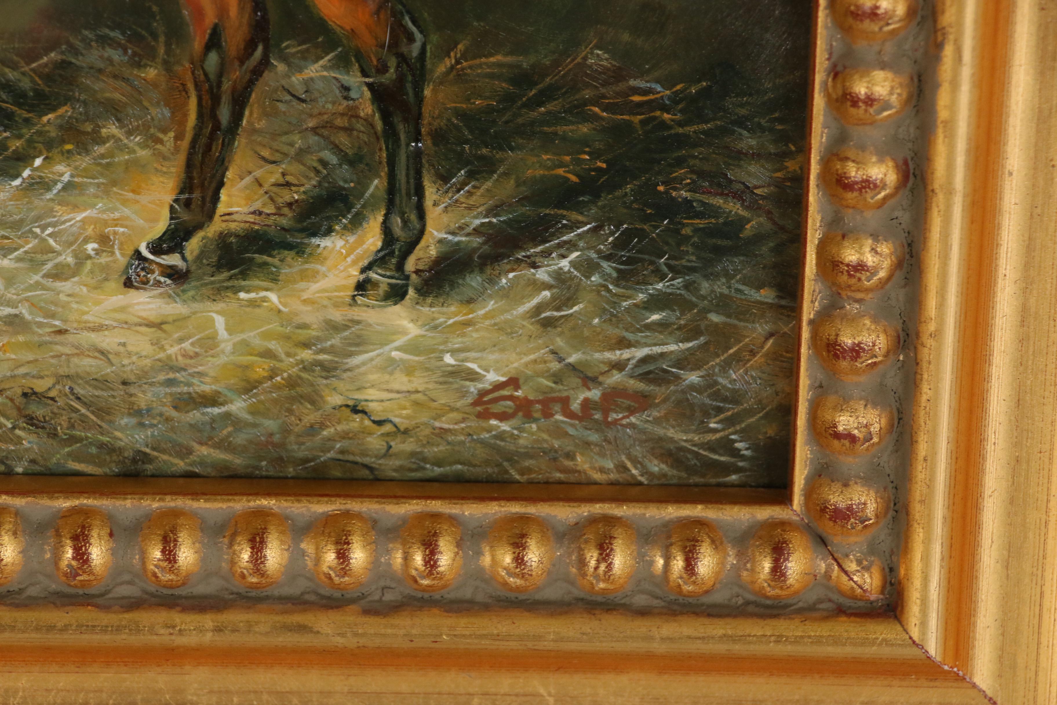 Oil Painting of Chestnut Horse, 20th Century