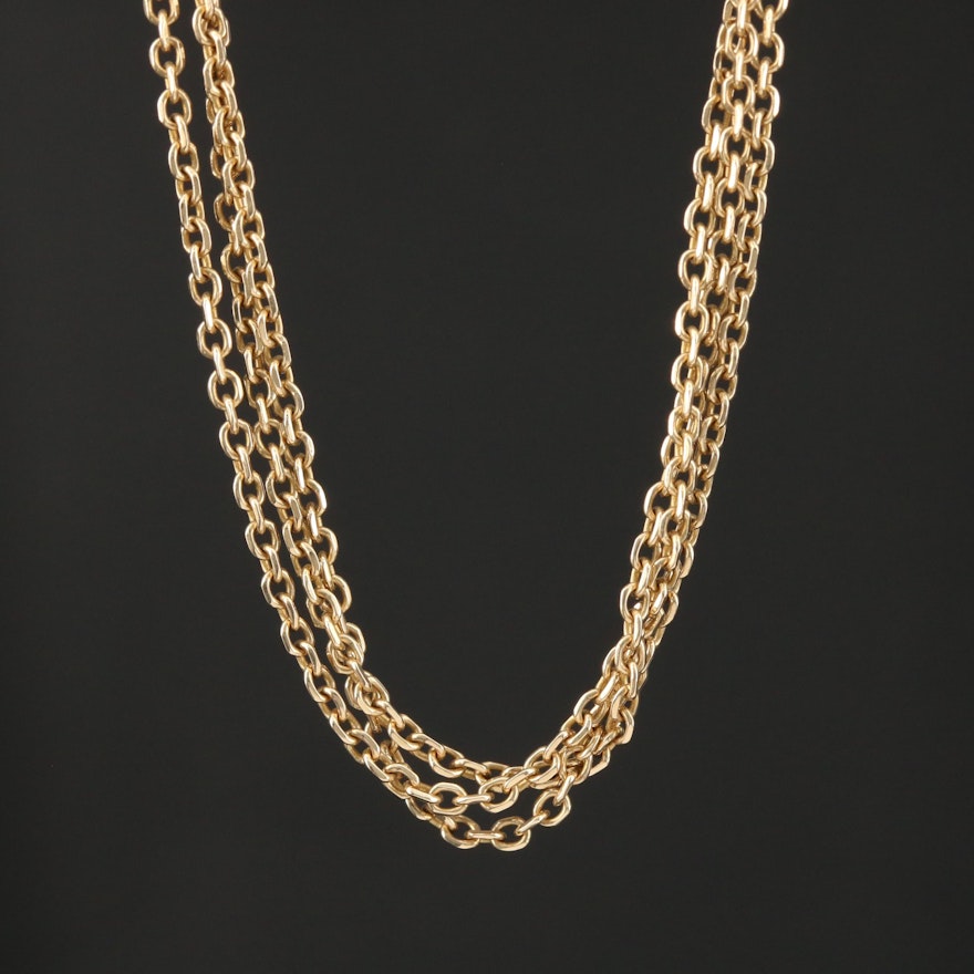 14K Triple Strand Cable Chain Necklace
