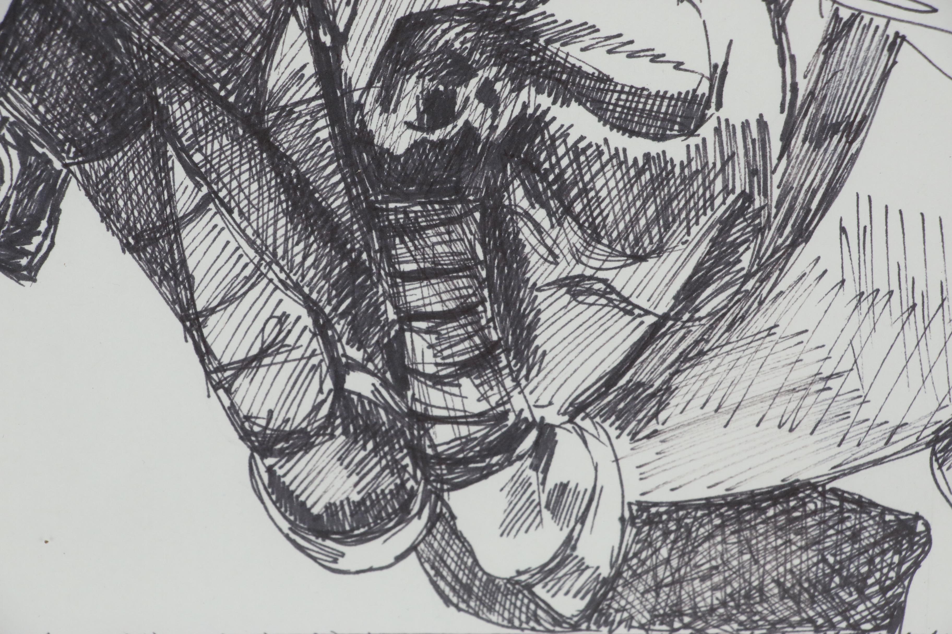 Regina Raab Pen and Ink Drawing "Show Jumping", 20th Century