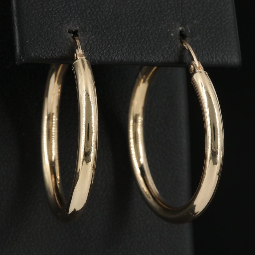 14K High Polish Hoop Earrings