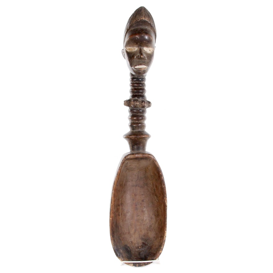 Mandé  Style Carved Wood Figural Scoop, West Africa