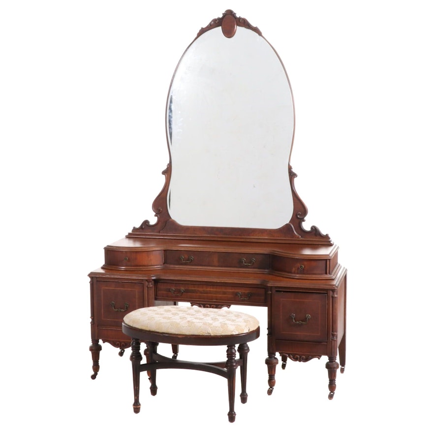 Edwardian Mirrored Vanity with Stool