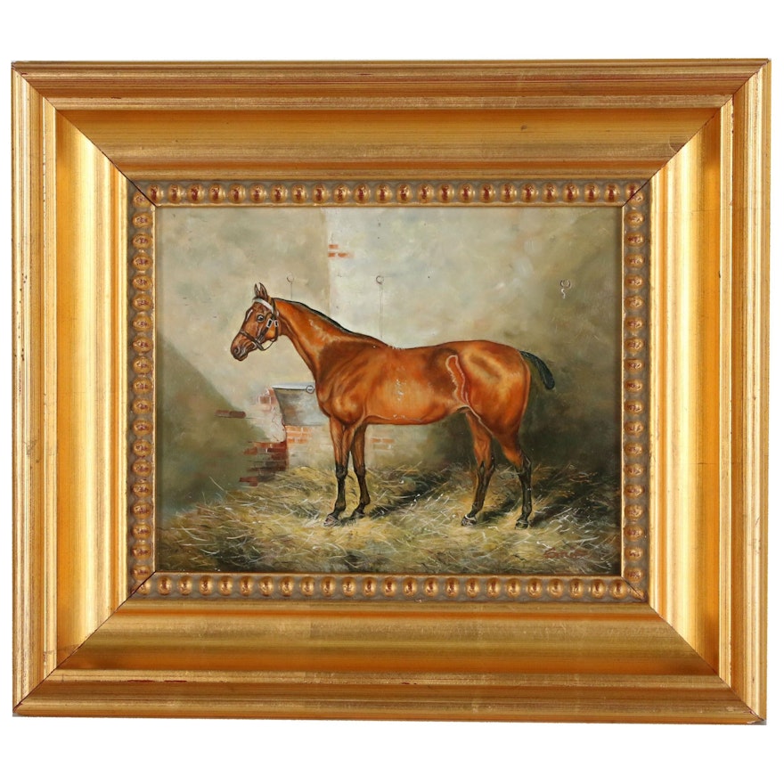 Oil Painting of Chestnut Horse, 20th Century