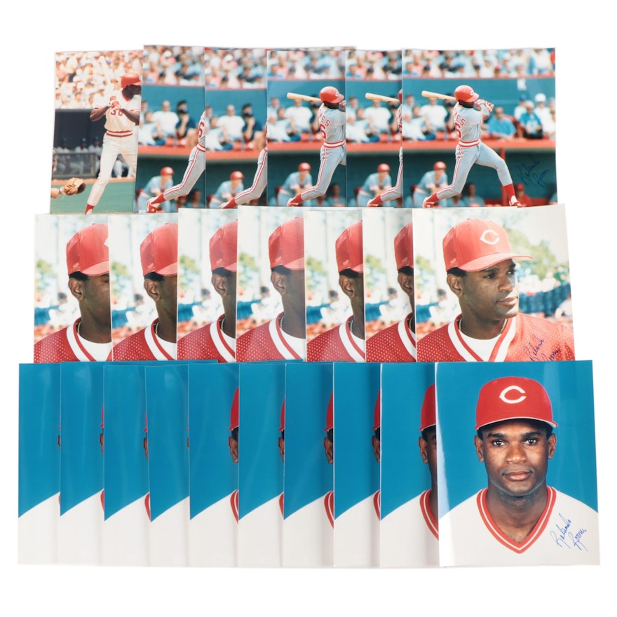 1990s Rolando Roomes Signed Cincinnati Reds Photo Prints