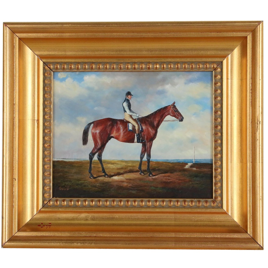 Oil Painting of Jockey and His Horse, 20th Century