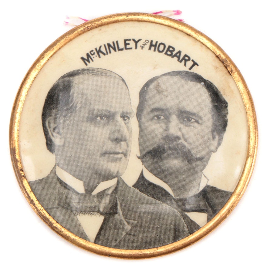 William McKinley and Garrett Hobart U.S. Presidential Campaign Button, 1896