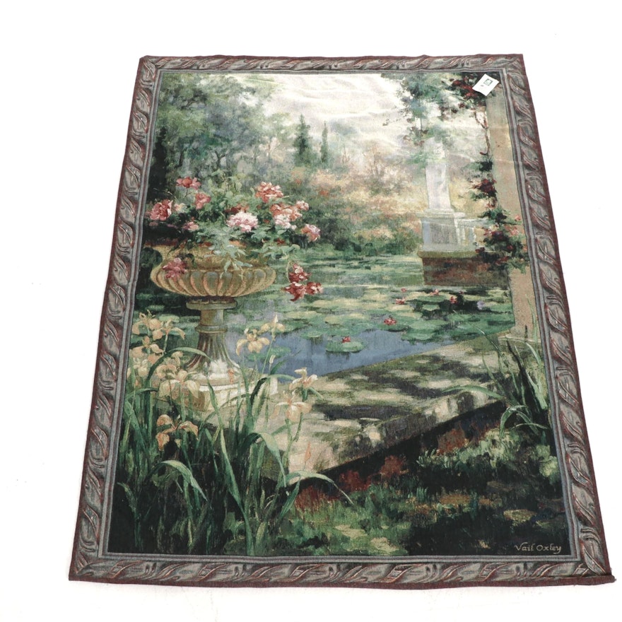 Machine-Woven Jacquard Tapestry after Vail Oxley "The Lily Garden"