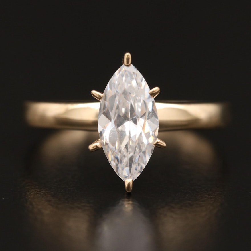 14K Marquise Faceted Cubic Zirconia Ring