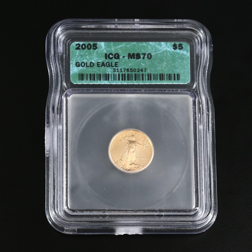 ICG Graded MS70 2005 Walking Liberty Gold $5 Half Eagle