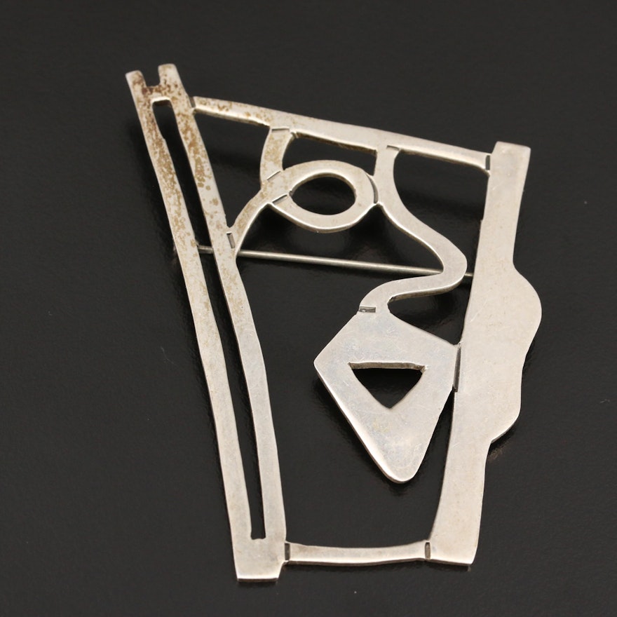 Mexican Abstract Sterling Silver Brooch