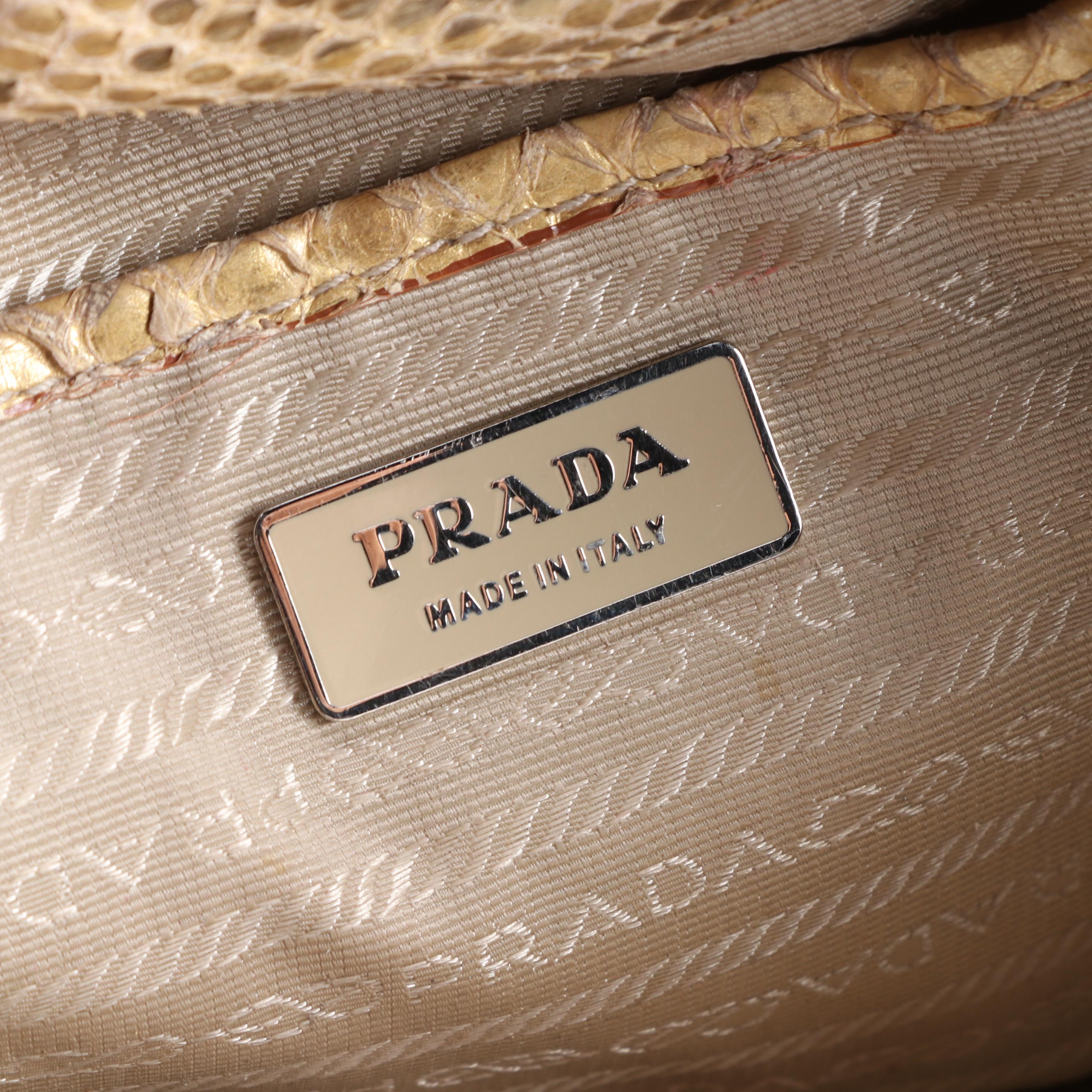 Prada Dyed Python Hobo Bag with Tassels in Metallic Gold
