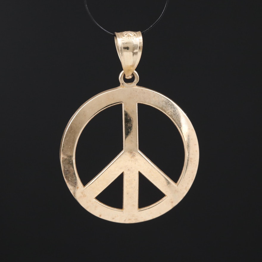 10K Peace Symbol Pendant