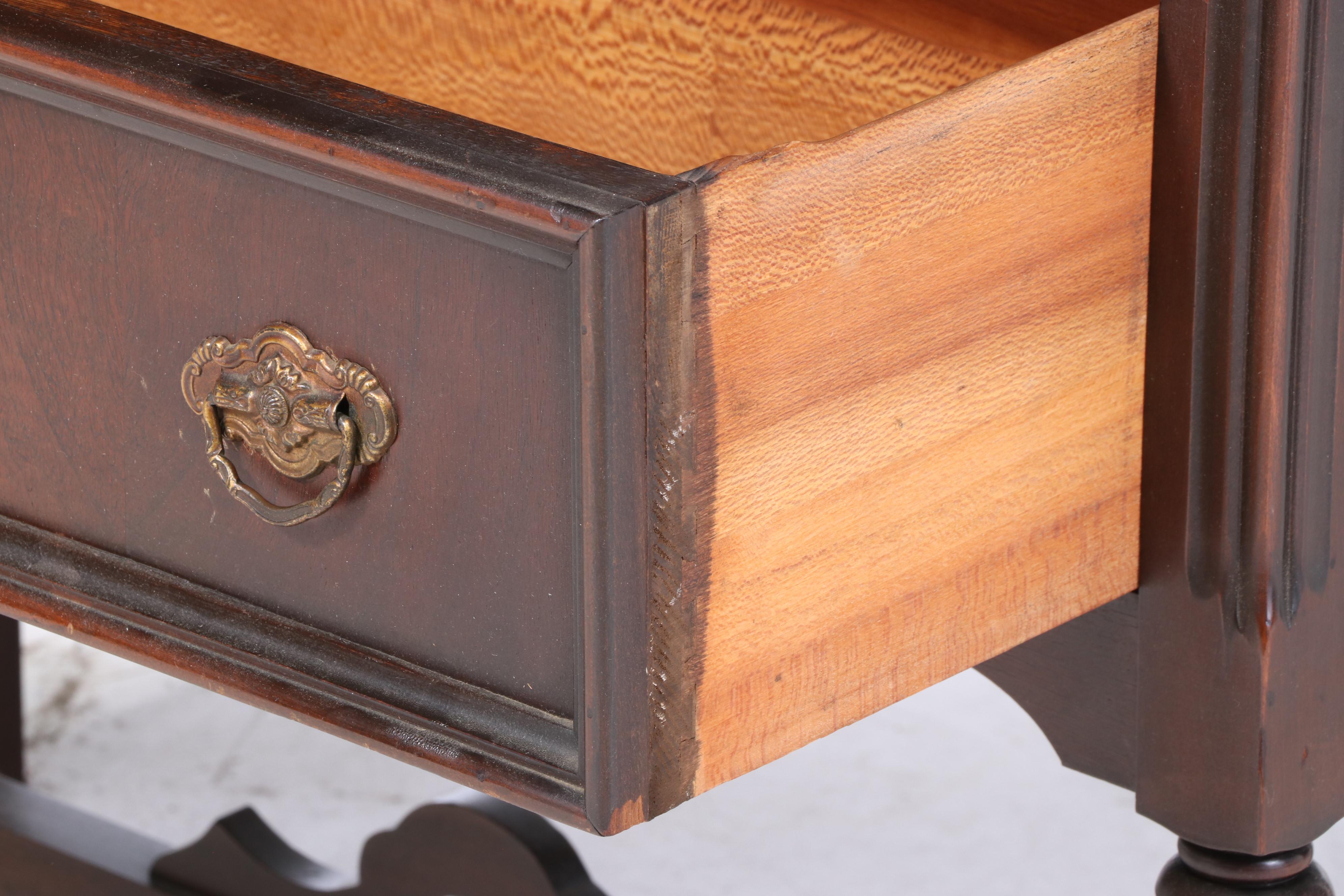 Jacobean Revival Walnut China Cabinet, 1920s