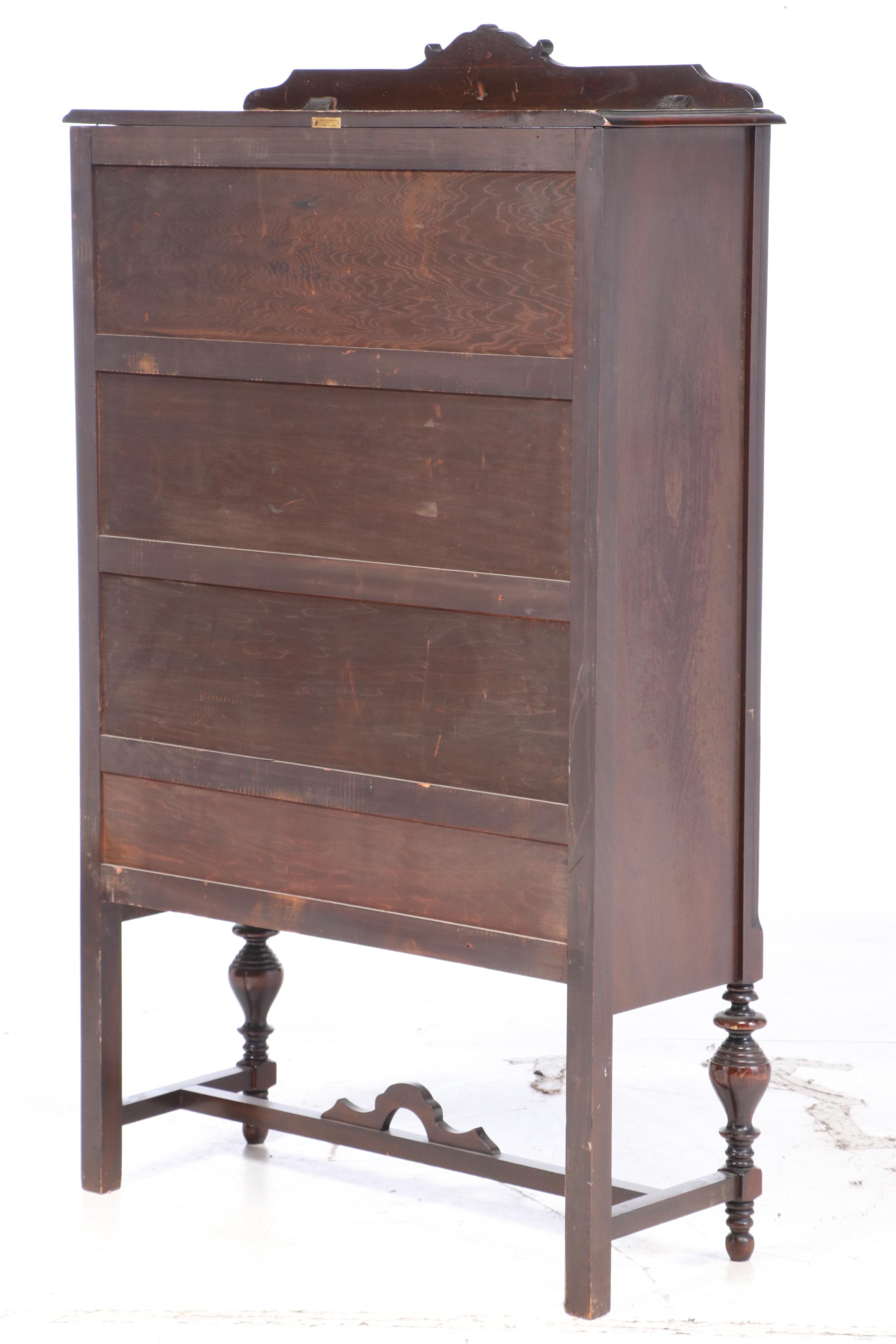 Jacobean Revival Walnut China Cabinet, 1920s