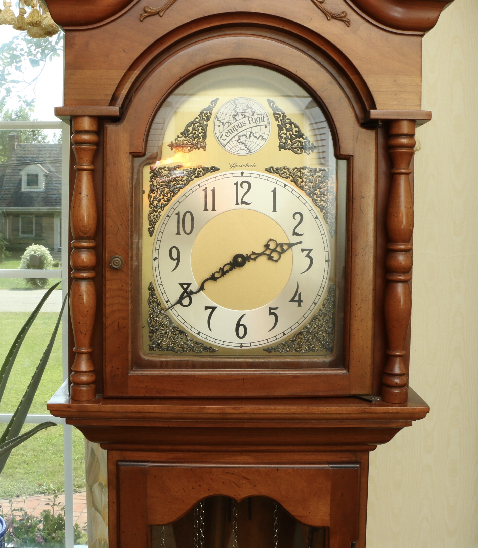 Mahogany Herschede "D'Orsay" Tempus Fugit Grandmother Clock, Vintage
