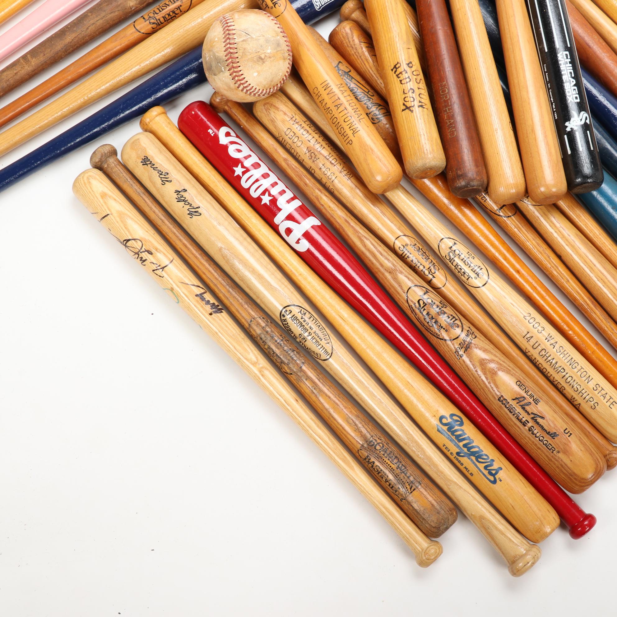 Souvenir Baseball Bats Including Louisville Slugger, Some Autographed